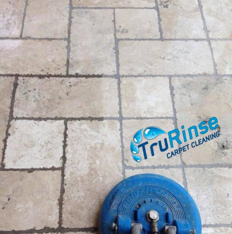 TruRinse - In the middle of cleaning tile & grout