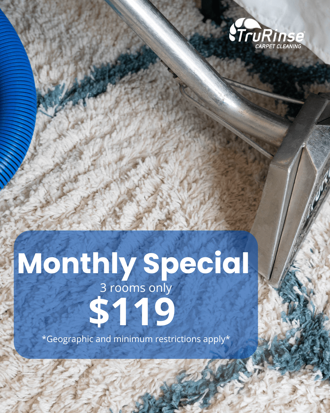 TruRinse monthly special: 3 rooms cleaned for $119