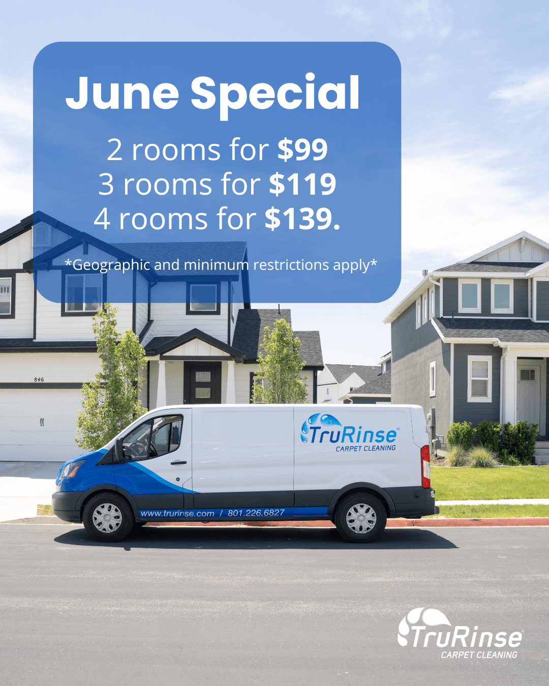TruRinse monthly special: 3 rooms cleaned for $119