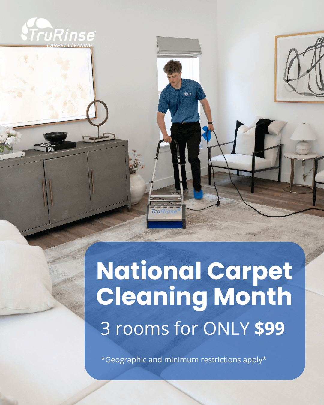 TruRinse monthly special: 3 rooms cleaned for $119