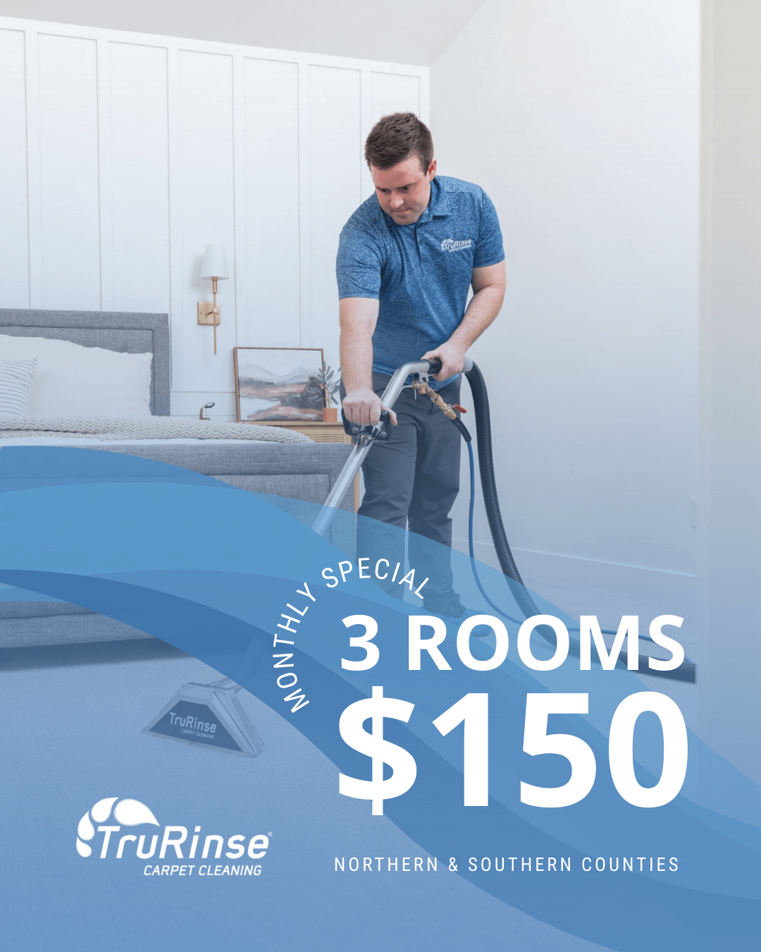 TruRinse monthly special: 3 rooms cleaned for $119